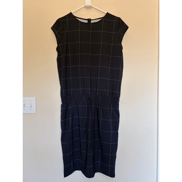Albion Black Going Places Windowpane Check Cinch Waist Nylon Activewear Dress M - Picture 1 of 10